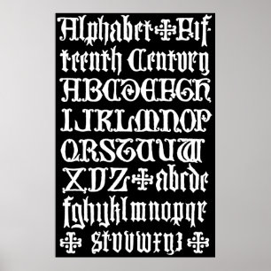 Englische Gotische Kalligrafie des 15. Jahrhundert Poster