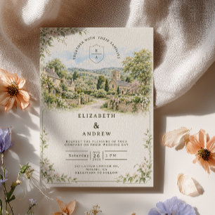 Englische Hochzeit auf dem Lande Einladung