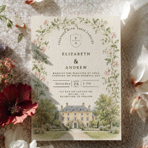 Englische Hochzeit im Manor-Garten Einladung