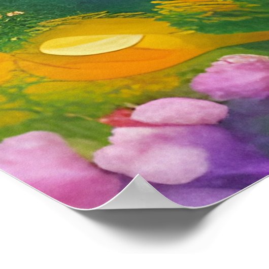 Englische Hütte Blumengarten Poster (Ecke)