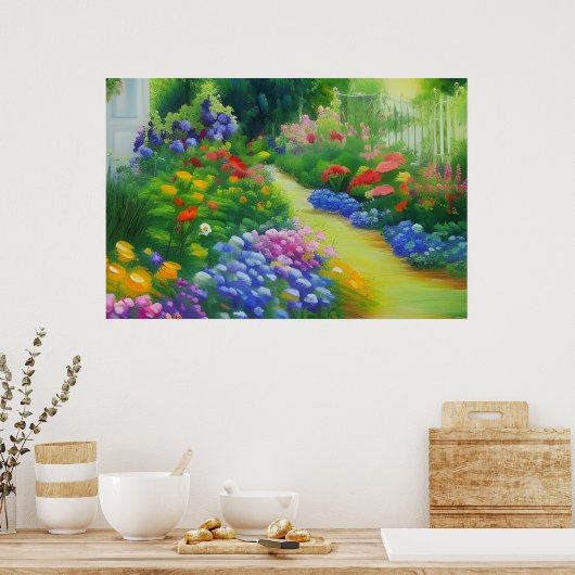 Englische Hütte Blumengarten Poster (Küche)