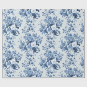 Englische Hütte Garden Floral Dusty Blue Pattern Geschenkpapier (Flach)