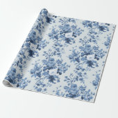 Englische Hütte Garden Floral Dusty Blue Pattern Geschenkpapier (Ungerollt)
