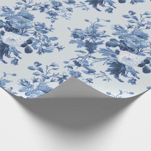 Englische Hütte Garden Floral Dusty Blue Pattern Geschenkpapier (Ecke)
