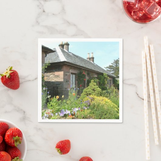 Englische Hütte II mit Blumengartenfotografie Serviette (Beispiel)