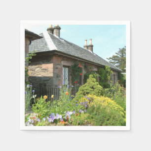 Englische Hütte II mit Blumengartenfotografie Serviette