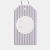 Englische Hütte Lilac Stripted mit Lace Doily Geschenkanhänger (Vorderseite)