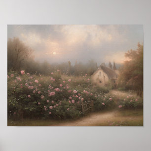 Englische Hütte Rose Garten - Vintage Kunst Poster