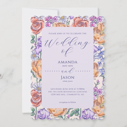 Englische Hütte Victoria Floral Wedding Einladung (Vorderseite)