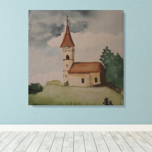 Englische Kirche - Mittelalterliche Farbe Leinwanddruck (Insitu (Holzboden))