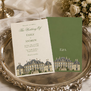 Englische Landhaus-Wasserfarben-Hochzeit Einladung