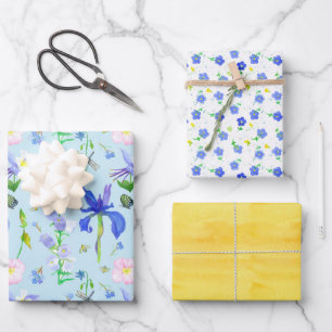 Englische Landhausblumen Akelei Gelb Geschenkpapier Set