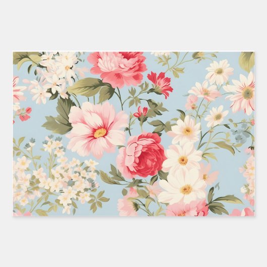 Englische Landschaft Blumengarten und Polka Dots Geschenkpapier Set (Vorderseite)