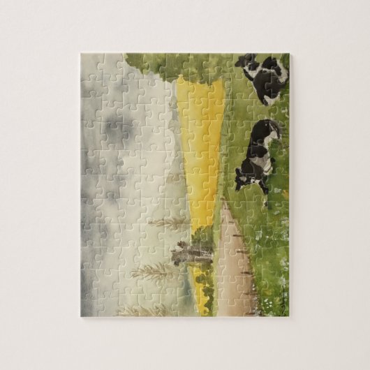 Englische Landschaft mit Kühen Puzzle (Vertikal)