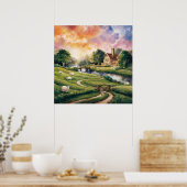Englische Landschaft Wasserfarbe Landschaftsmalere Poster (Küche)