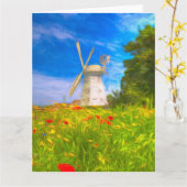 Englische Landschaft Windmill Kunst Karte (Gelbe Blume)
