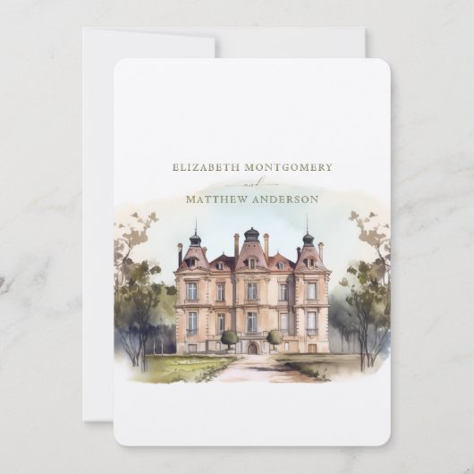 Englische Manor Save the Date Karte für Wasserfarb (Rückseite)