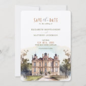 Englische Manor Save the Date Karte für Wasserfarb (Vorderseite)