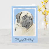 Englische Maskenmalerei - Original Hundekunst Karte (Gelbe Blume)