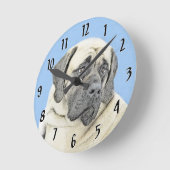 Englische Maskenmalerei - Original Hundekunst Runde Wanduhr (Winkel)