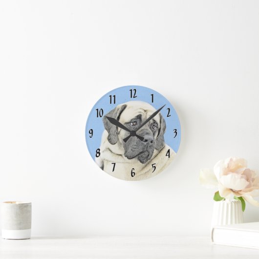 Englische Maskenmalerei - Original Hundekunst Runde Wanduhr (Zuhause)