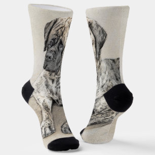 Englische Mastiff (Brindle) Malerei - Hundekunst Socken