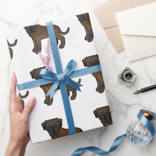 Englische Mastiff-Cartoon-Hund mit gestromtem Fell Geschenkpapier