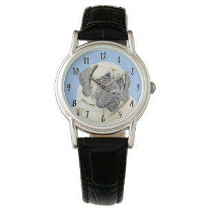 Englische Mastiff (Fawn) Malerei - Originale Hunde Armbanduhr