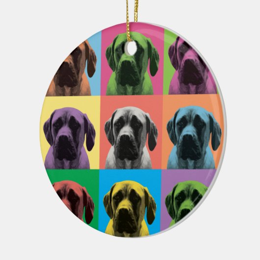 Englische Mastiff-Pop-Art-Verzierung Keramikornament (Links)