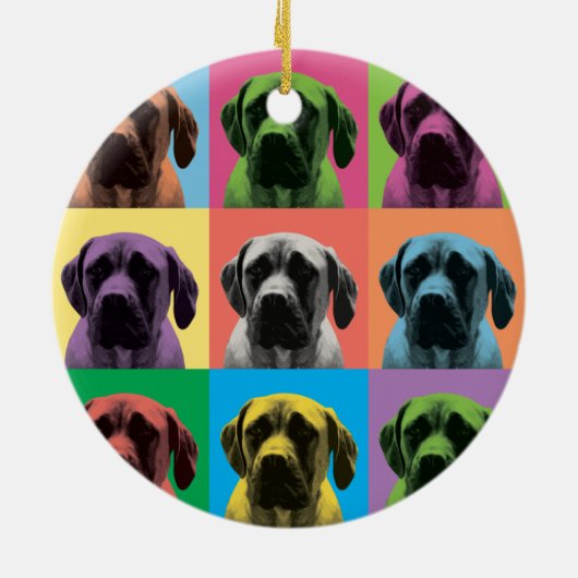 Englische Mastiff-Pop-Art-Verzierung Keramikornament (Hinten)
