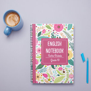 Englische Notebook-Abdeckung in rosa farbenfrohe B Notizblock