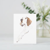 Englische Pointer Postkarte, Aquarellmalerei Postkarte (Stehend Vorderseite)