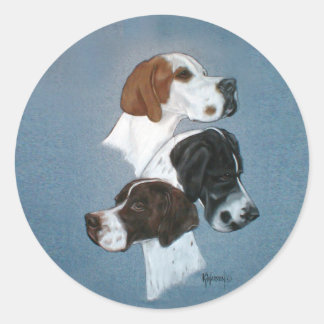 Englische Pointer Trio Head Study Runder Aufkleber