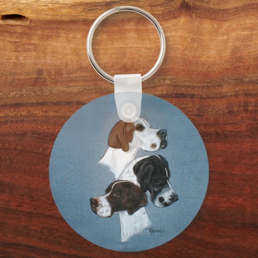 Englische Pointer Trio Head Study Schlüsselanhänger (Vorderseite)