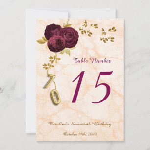 Englische Rose 70. Geburtstag Tischnummer