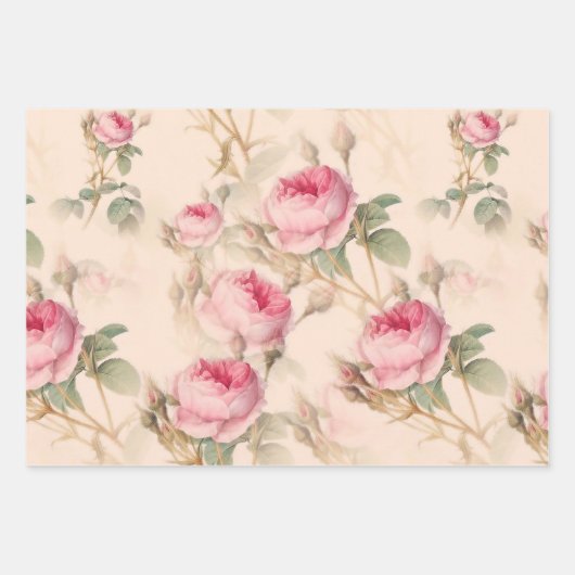 Englische Rose,Blume Muster groß  Geschenkpapier Set (Vorderseite 3)