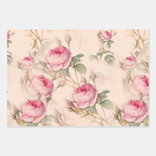 Englische Rose,Blume Muster groß  Geschenkpapier Set (Vorderseite 2)