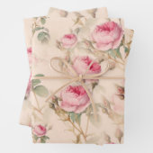 Englische Rose,Blume Muster groß  Geschenkpapier Set (Beispiel)