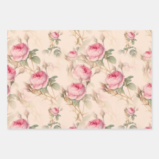 Englische Rose,Blume Muster groß  Geschenkpapier Set (Vorderseite)