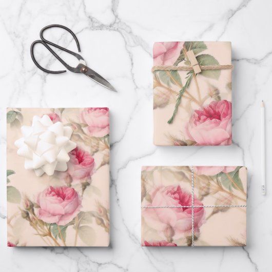 Englische Rose,Blume Muster groß  Geschenkpapier Set (Vorderseite)