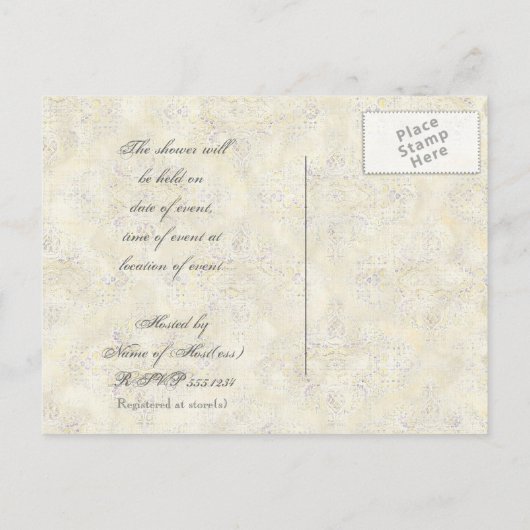 Englische Rose & Silver Bridal Dusche Einladung (Rückseite)