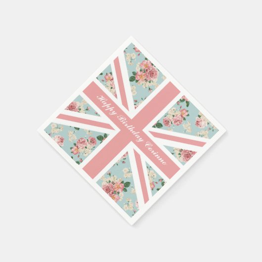 Englische Rose Union Jack Flag Serviette (Ecke)
