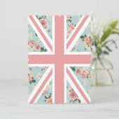 Englische Rose Union Jack Floral Pattern Einladung (Stehend Vorderseite)