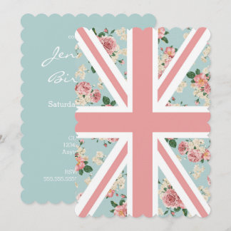 Englische Rose Union Jack Floral Pattern Einladung