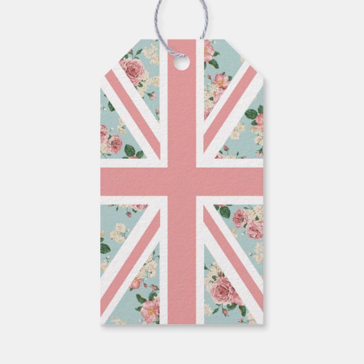 Englische Rose Union Jack Floral Pattern Geschenkanhänger (Rückseite)
