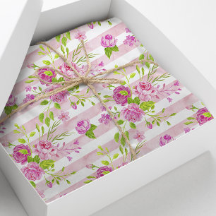 Englische Rose Wasserfarbe Rosa weiße Streifen Seidenpapier