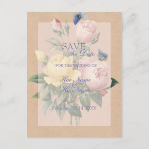 Englische Rosen-Garten-Hochzeit SAVE the Date Ankündigungspostkarte