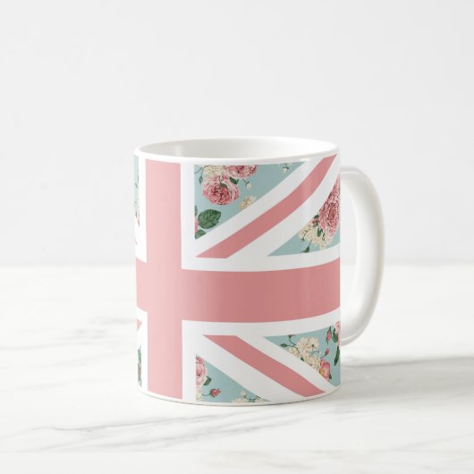 Englische Rosen-Gewerkschafts-Jack-Flagge Kaffeetasse (VorderseiteRechts)