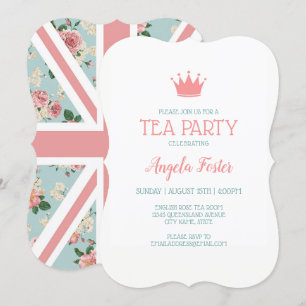 Englische Rosen Union Jack Tea Party Einladung