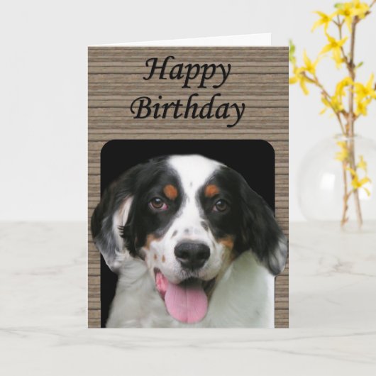 Englische Setter Geburtstagkarte Karte (Gelbe Blume)